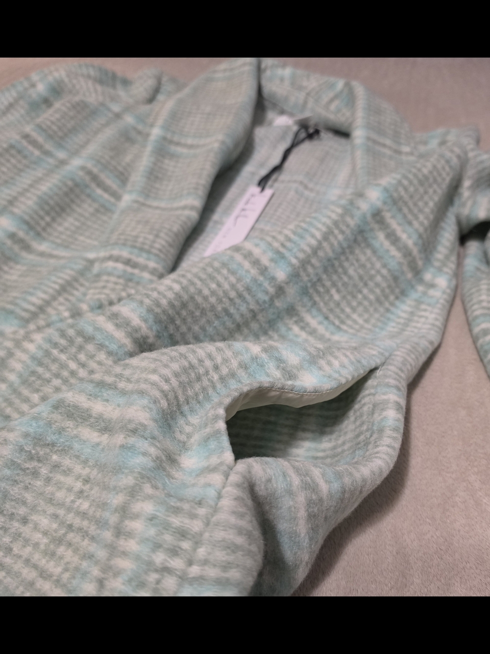 NWT-Nicole Miller New York Mint Plaid Open Front Cardigan Size:XS - Picture 7 of 8